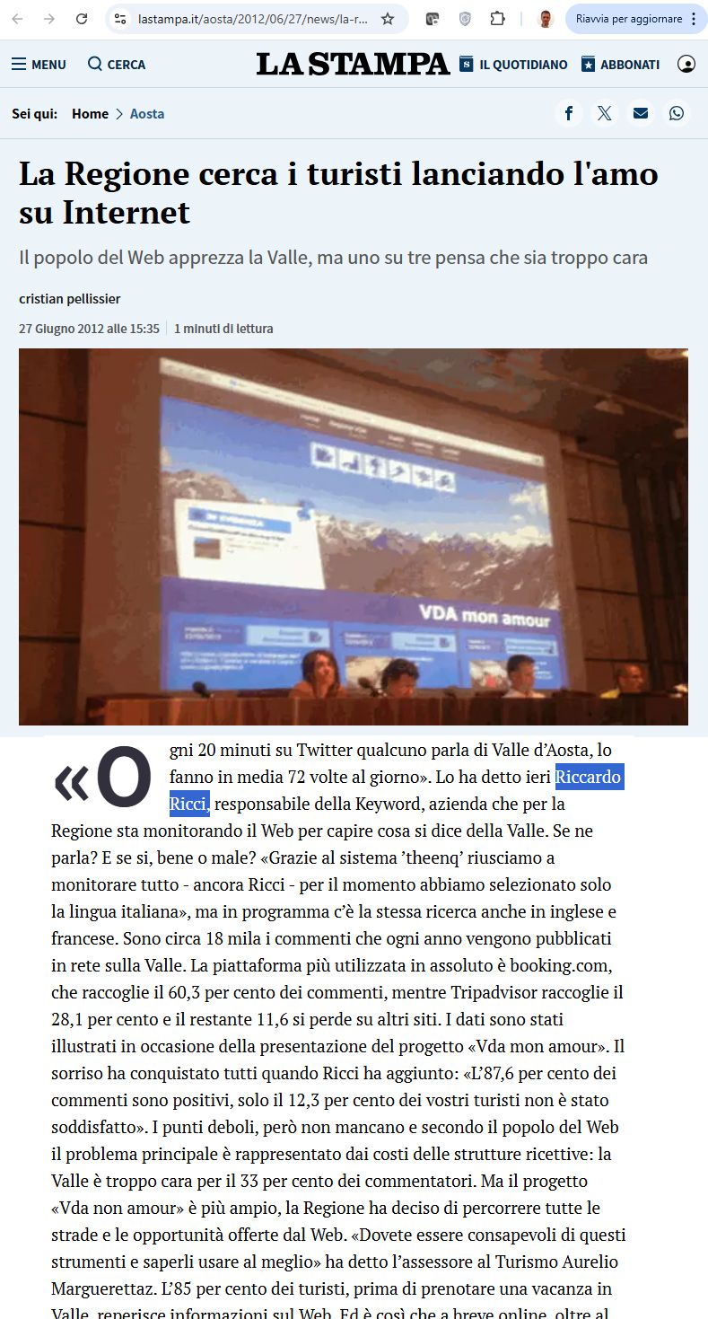 LaStampa Riccardo Ricci Theenq ValledAosta